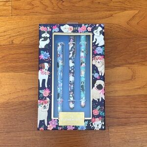 Floral Dog Pattern Pen Set - Blue